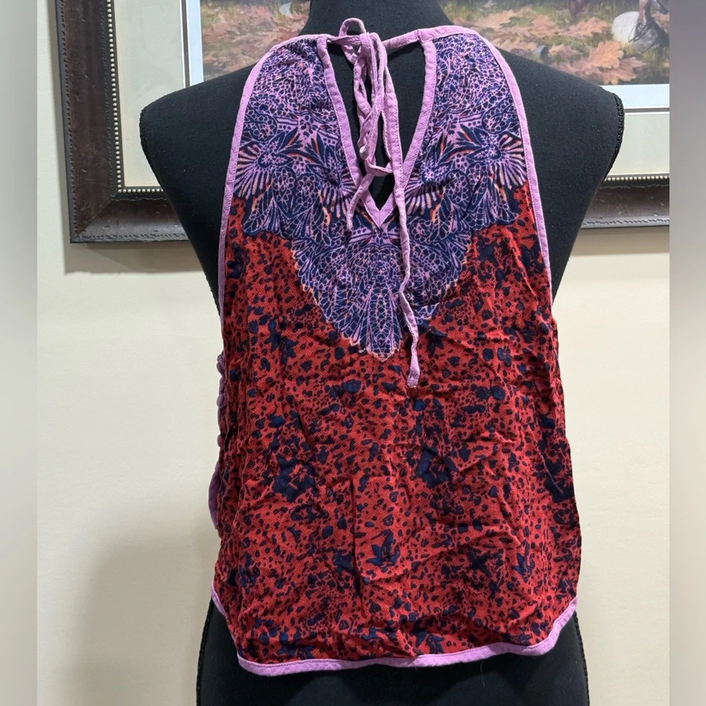 Free People Break Free Paisley Print Tie Back Tank